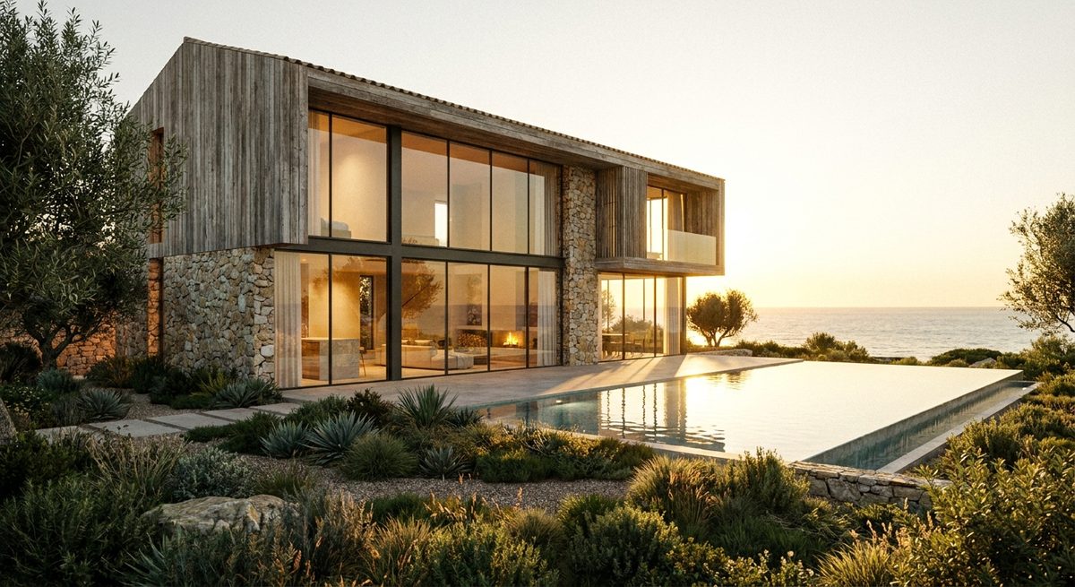 TasarımX ile üretilmiş havuzlu modern villa render'ı
